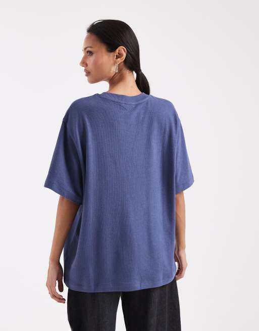 ASOS DESIGN – Szaroniebieski T-shirt oversize z fakturowanego dżerseju, 4 z 4