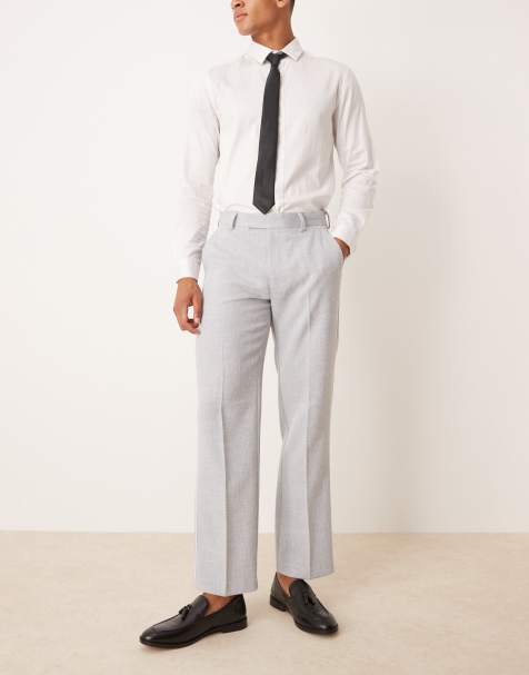 ASOS DESIGN – Szaroniebieskie eleganckie spodnie fakturowane z prostymi nogawkami - view 1