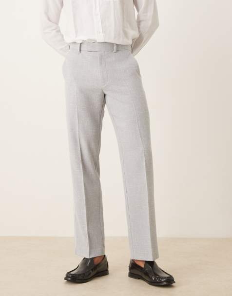ASOS DESIGN smart straight leg trousers in dusty blue texture