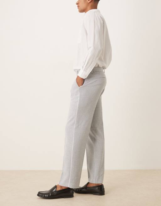 ASOS DESIGN – Szaroniebieskie eleganckie spodnie fakturowane z prostymi nogawkami, 3 z 5