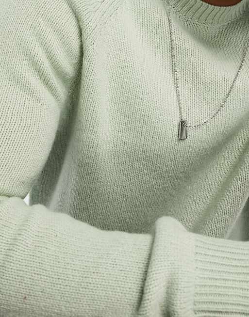 ASOS DESIGN – Szarozielony sweter z okrągłym dekoltem z owczej wełny, 3 z 4