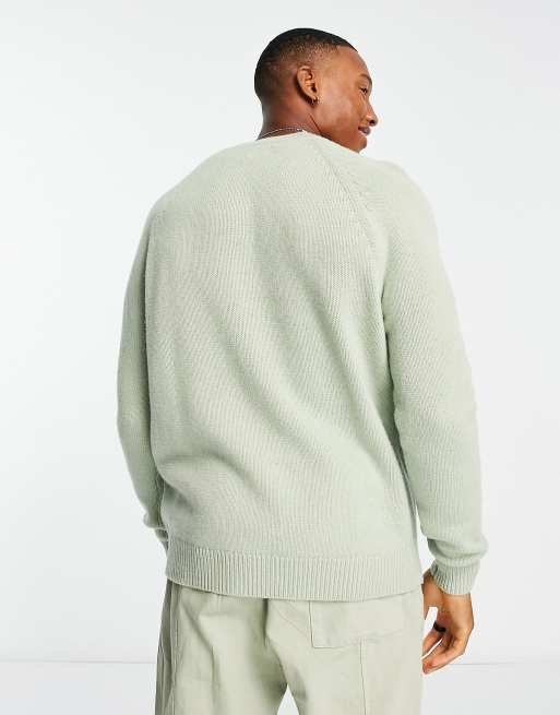 ASOS DESIGN – Szarozielony sweter z okrągłym dekoltem z owczej wełny, 4 z 4
