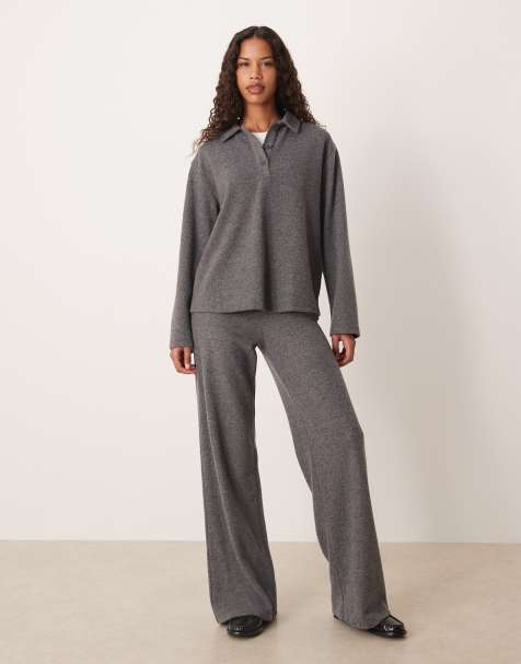 ASOS DESIGN – Szary bardzo miękki top oversize w stylu rugby, część zestawu - view 1