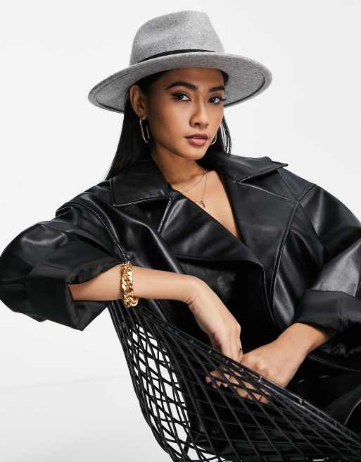 ASOS DESIGN – Szary filcowy kapelusz fedora z regulacją rozmiaru