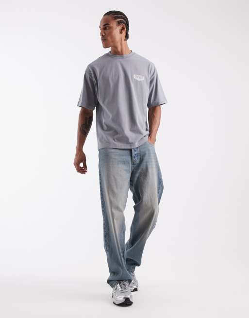 ASOS DESIGN – Szary gruby T-shirt oversize z grafiką z napisem , 4 z 5