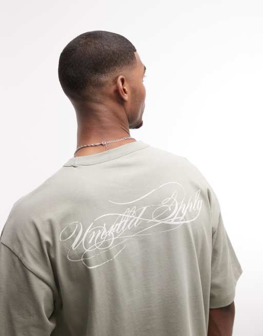 ASOS DESIGN – Szary gruby T-shirt oversize z grafiką z napisem, 3 z 5