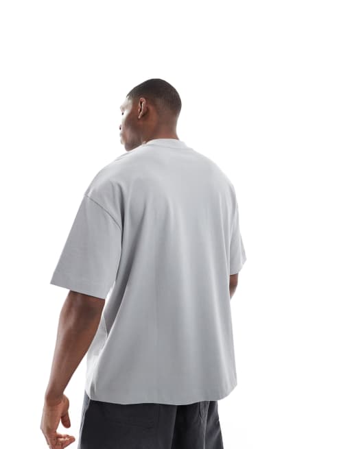 ASOS DESIGN – Szary gruby T-shirt oversize z zabudowanym dekoltem , 4 z 4
