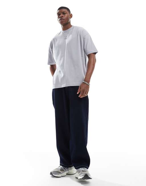 ASOS DESIGN – Szary gruby T-shirt oversize , 4 z 4