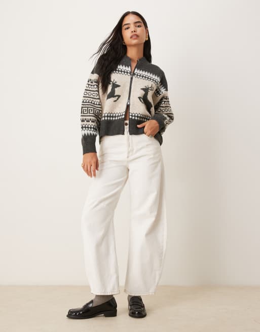 ASOS DESIGN – Szary kardigan w skandynawski wzór w renifery, 2 z 4