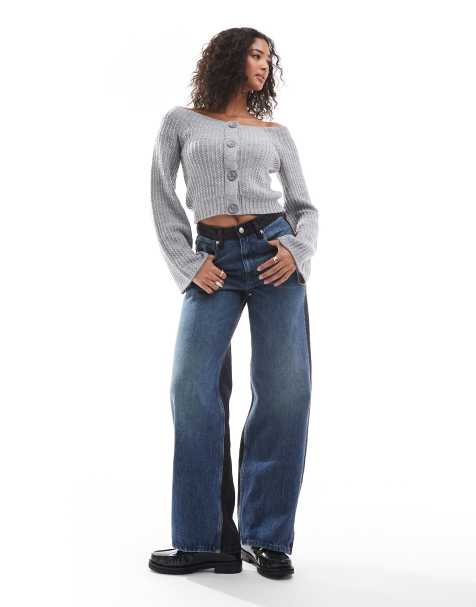 ASOS DESIGN – Szary kardigan z dekoltem w łódkę - view 1