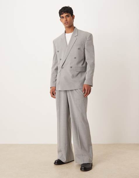 ASOS DESIGN – Szary luźny garnitur o pudełkowym kroju w prążki - view 1