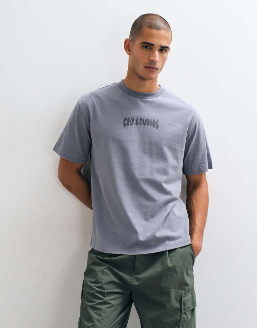 ASOS DESIGN – Szary luźny T-shirt z grafiką z napisem, 2 z 5