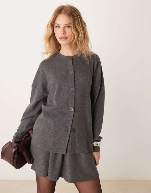 ASOS DESIGN – Szary melanżowy bardzo miękki kardigan o wydłużonym fasonie, część zestawu