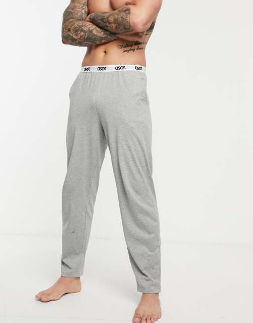 ASOS DESIGN – Szary melanżowy dół od piżamy z logo na pasku, wygodny fason