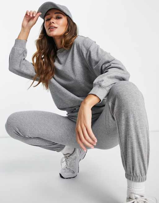 ASOS DESIGN – Szary melanżowy dres o dopasowanym kroju: bluza i joggersy