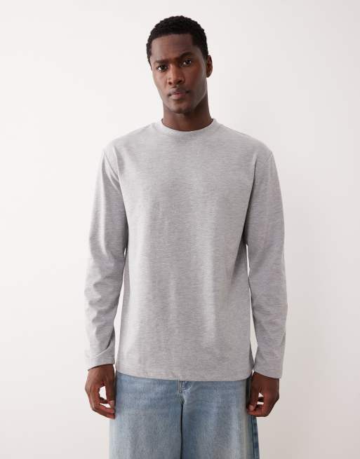 ASOS DESIGN – Szary melanżowy gruby T-shirt o luźnym kroju z długimi rękawami