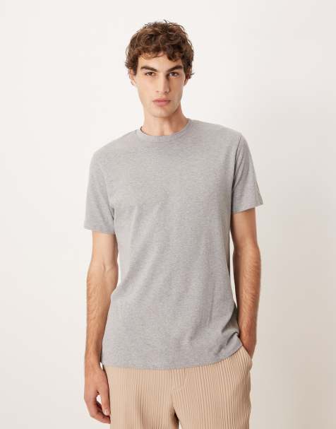 ASOS DESIGN heavyweight t-shirt with crew neck in grey marl 