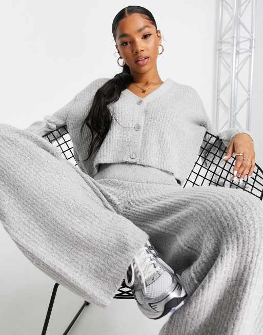 ASOS DESIGN – Szary melanżowy kardigan z dekoltem V – część zestawu