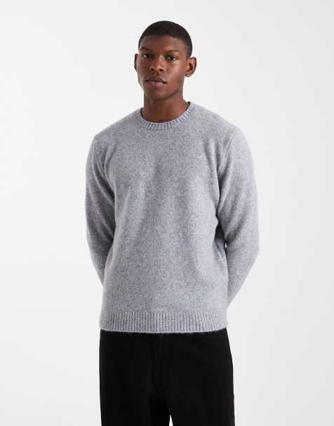 ASOS DESIGN relaxed knitted crew neck jumper in grey marl