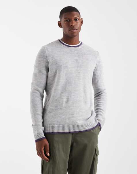 ASOS DESIGN knitted crew neck jumper in grey marl
