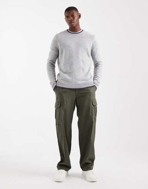 ASOS DESIGN – Szary melanżowy sweter dzianinowy z okrągłym dekoltem, 2 z 5
