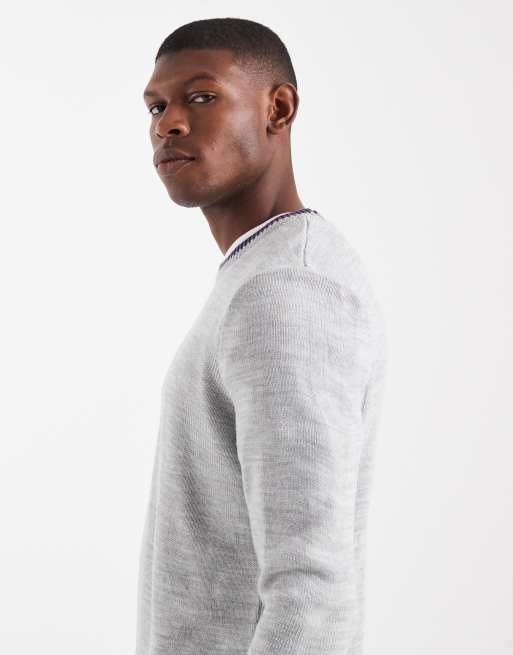 ASOS DESIGN – Szary melanżowy sweter dzianinowy z okrągłym dekoltem, 4 z 5