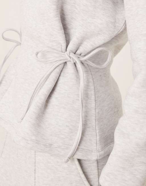ASOS DESIGN – Szary melanżowy sweter z wiązaniami po bokach, 2 z 4