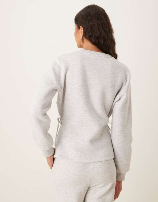 ASOS DESIGN – Szary melanżowy sweter z wiązaniami po bokach, 3 z 4