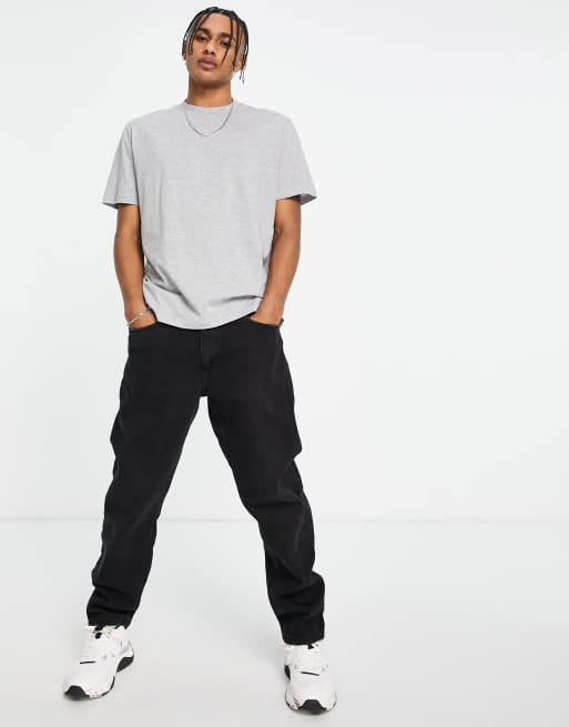 ASOS DESIGN – Szary melanżowy T-shirt o luźnym kroju 