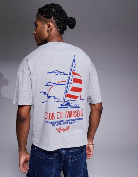 ASOS DESIGN – Szary melanżowy T-shirt o pudełkowym kroju oversize z letnią grafiką - view 1