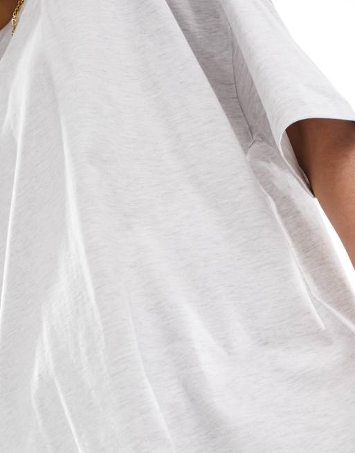 ASOS DESIGN – Szary melanżowy T-shirt oversize z asymetrycznym dołem, 3 z 4
