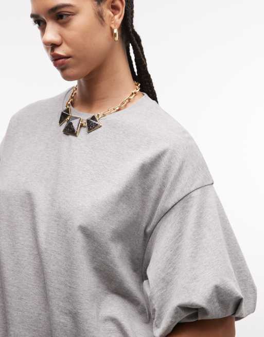 ASOS DESIGN – Szary melanżowy T-shirt oversize z dołem typu bombka, 3 z 4