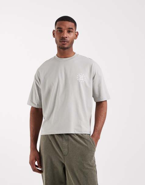 ASOS DESIGN – Szary melanżowy T-shirt pudełkowy oversize z grafiką z napisem - view 1