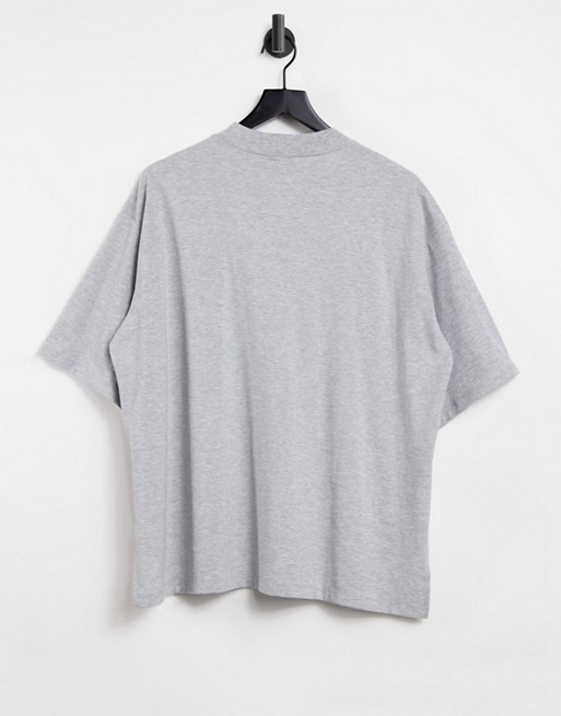 ASOS DESIGN – Szary melanżowy T-shirt super oversize z bocznymi rozcięciami UNXO