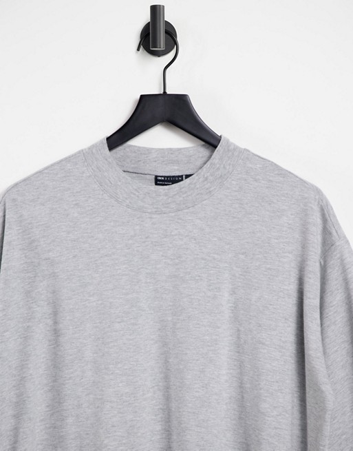 ASOS DESIGN – Szary melanżowy T-shirt super oversize z bocznymi rozcięciami UNXO