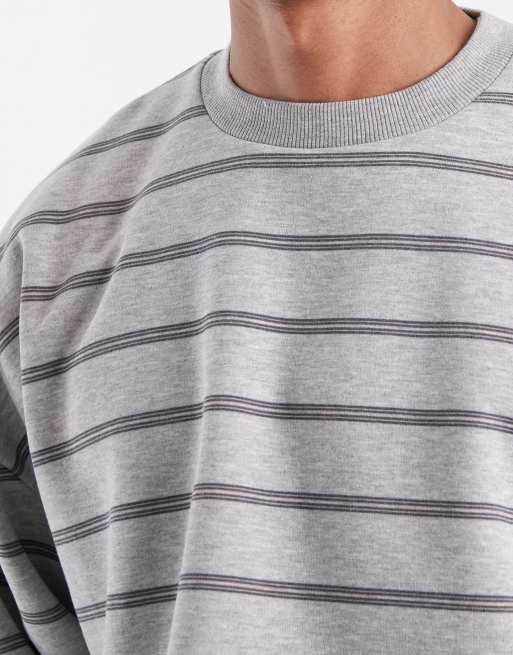 ASOS DESIGN – Szary melanżowy top extreme oversize z okrągłym dekoltem w paski, 3 z 5
