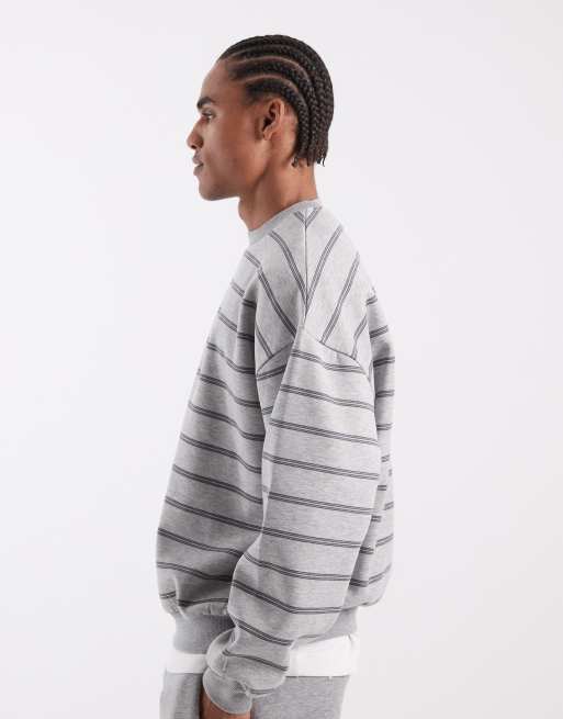 ASOS DESIGN – Szary melanżowy top extreme oversize z okrągłym dekoltem w paski, 4 z 5