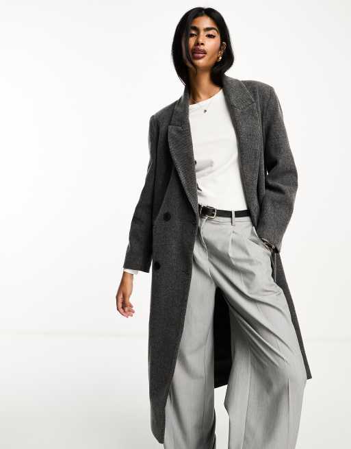 ASOS DESIGN – Szary płaszcz dad fit z diagonalu