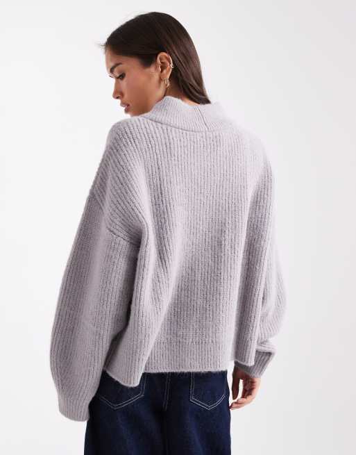 ASOS DESIGN – Szary sweter z dekoltem w kształcie litery V, 4 z 4
