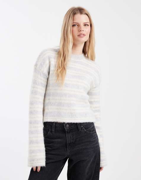 ASOS DESIGN – Szary sweter ze szczotkowanej dzianiny w paski - view 1