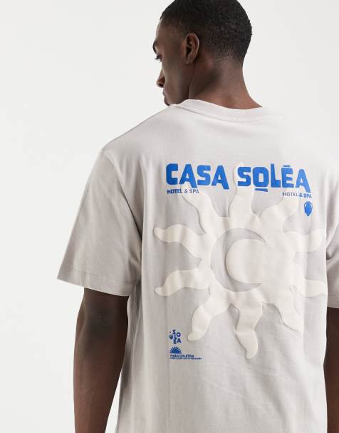 ASOS DESIGN – Szary T-shirt o luźnym kroju z grafiką słońca na plecach - view 1