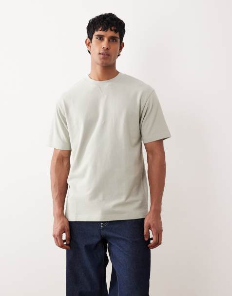 ASOS DESIGN – Szary T-shirt o luźnym kroju z materiału boucle - view 1