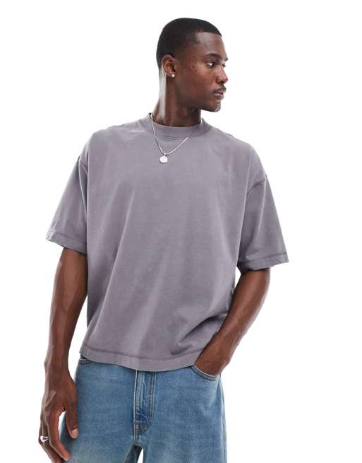 ASOS DESIGN – Szary T-shirt o pudełkowym kroju oversize