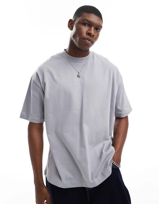 ASOS DESIGN – Szary T-shirt oversize o gramaturze 240 g/m² 