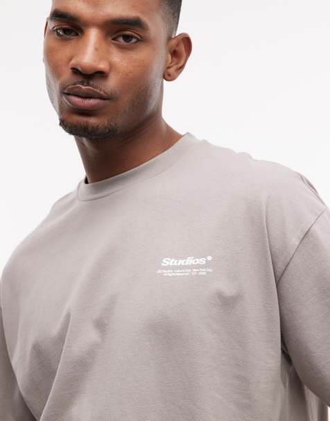 ASOS DESIGN – Szary T-shirt oversize z grafiką tekstową - view 1