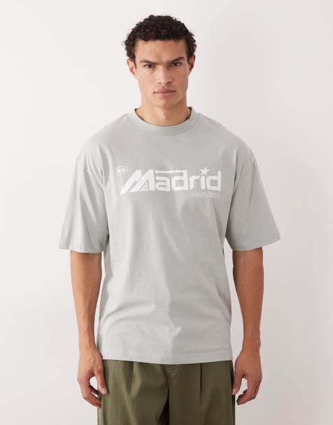 ASOS DESIGN – Szary T-shirt oversize z grafiką z miastem - view 1