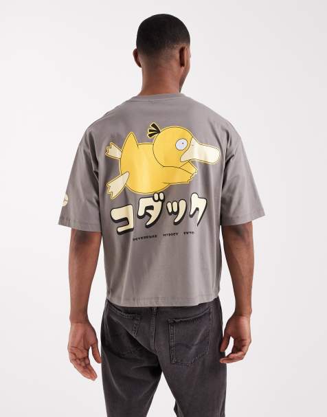 ASOS DESIGN – Szary T-shirt oversize z nadrukiem Pokemona Psyduck - view 1