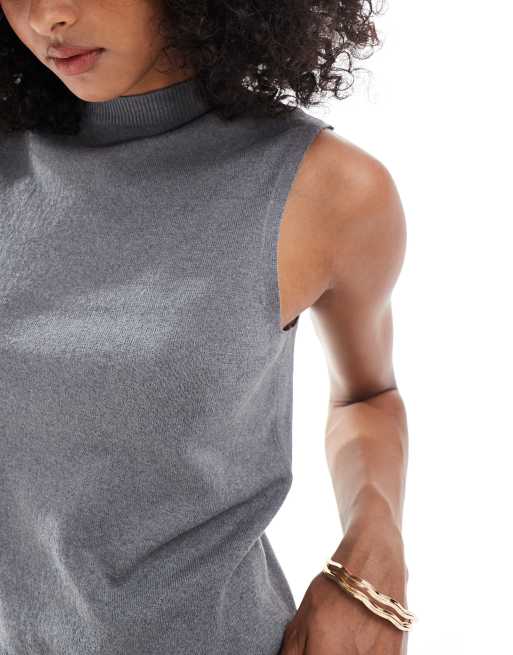 ASOS DESIGN – Szary top bez rękawów z delikatnej dzianiny, 3 z 4