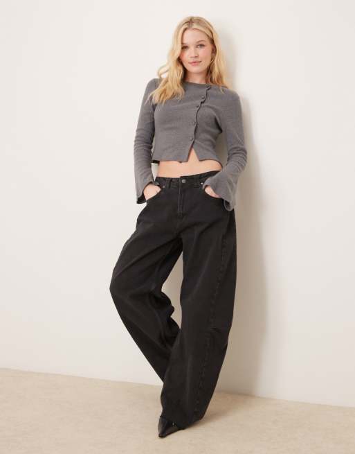 ASOS DESIGN – Szary top z asymetrycznym zapięciem na guziki, 2 z 4