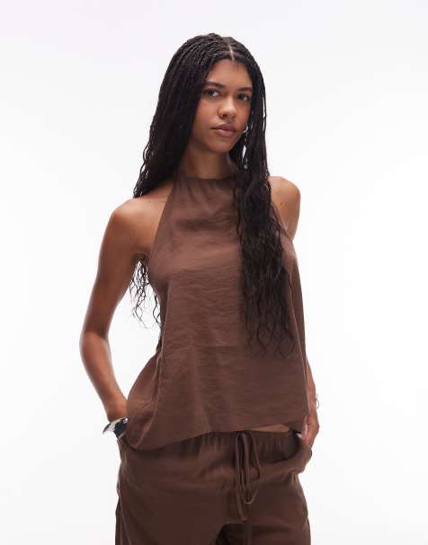 ASOS DESIGN modal halter top in grey